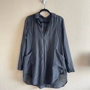 CP Shades Teton Silk Blend Gray Long Sleeve Tunic Top Oversized Women's Small